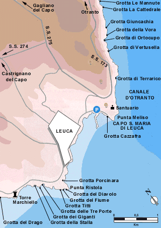 Mappa Grotte di Leuca